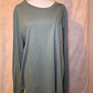 L.L. Bean Long Sleeve Graphic Tee - Sage Green - Women's XL 100% Organic Cotton